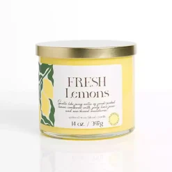 New Fresh Lemons 14 oz. Gold Lid 3-Wick Jar Candle Candles