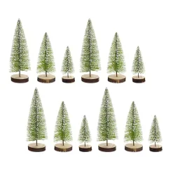 Frosted Bottle Brush Mini Trees, Set of 12 Christmas Decorations