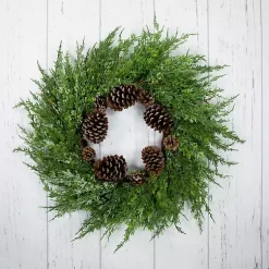 Hot Frosted Cedar Pinecone Wreath Christmas Wreaths