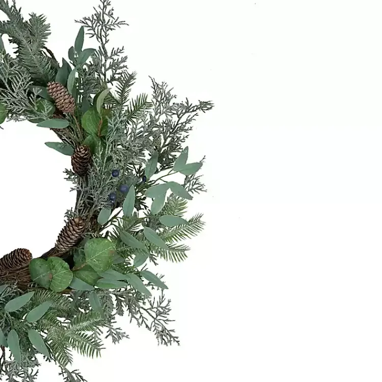 Hot Frosted Foliage and Blueberries Wreath Christmas Wreaths