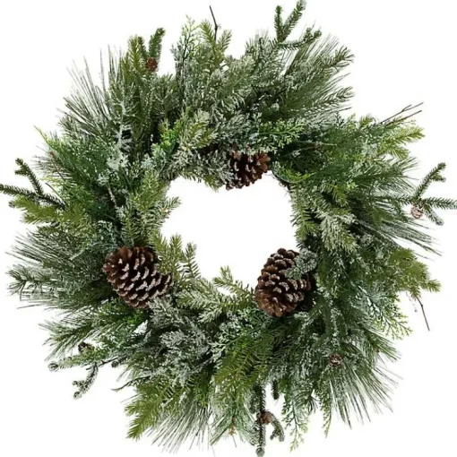 Clearance Frosted Pine and Cedar Wreath Christmas Wreaths