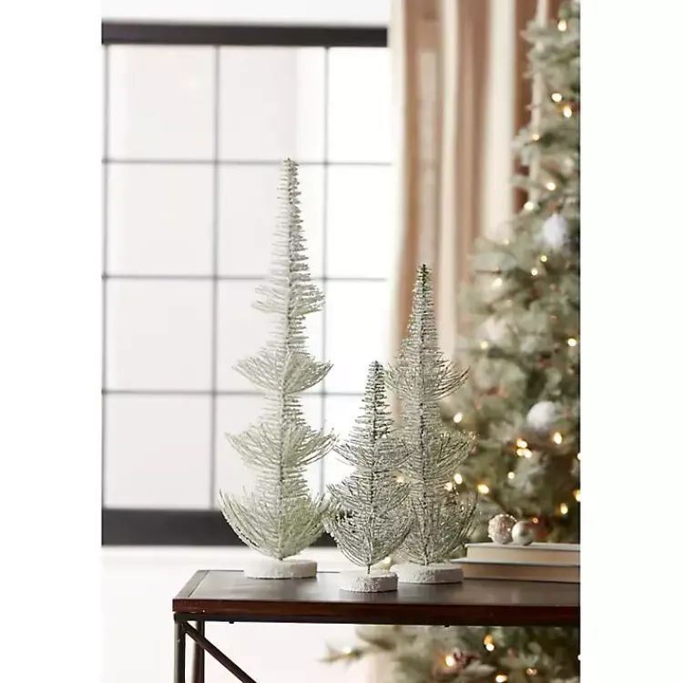Frosted Pine Christmas Trees, Set of 3 Christmas Decorations