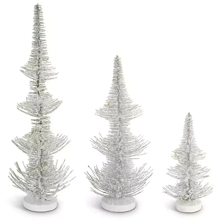 Frosted Pine Christmas Trees, Set of 3 Christmas Decorations