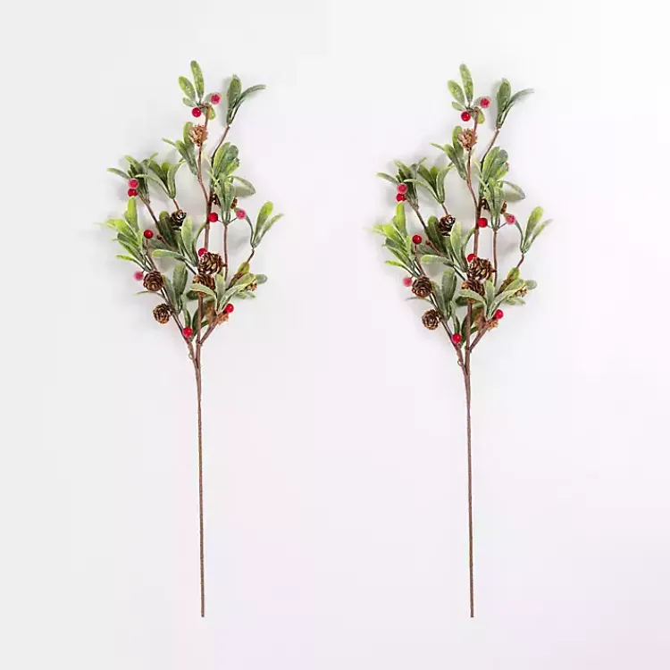 Discount Frosted Red Berry & Greenery Picks, Set of 2 Christmas Tree Decorations