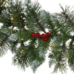 Hot Frosted Swiss Pine and Berry Clear LED Garland Christmas Arrangements & Garland