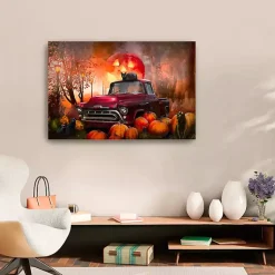 Outlet Full Moon Jack O Lantern Canvas Art Print, 24x36 Halloween