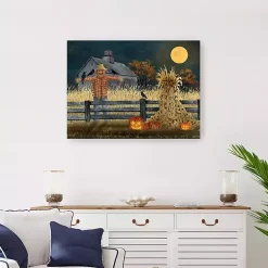 Hot Full Moon Scarecrow Canvas Art Print, 24x32 Halloween