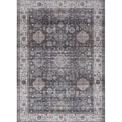 Kirklands Home Area Rugs|Fulton Charcoal Medallion Area Rug, 5x7 Gray