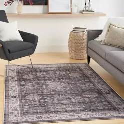 Kirklands Home Area Rugs|Fulton Charcoal Medallion Area Rug, 5x7 Gray