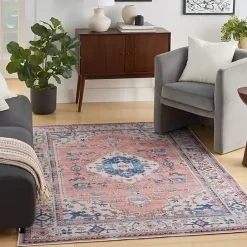 Kirklands Home Area Rugs|Fulton Coral Medallion Area Rug, 5x7 Pink
