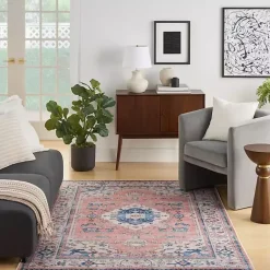 Kirklands Home Area Rugs|Fulton Coral Medallion Area Rug, 7x9 Pink