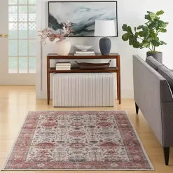 Kirklands Home Area Rugs|Fulton Red Floral Medallion Area Rug, 7x10