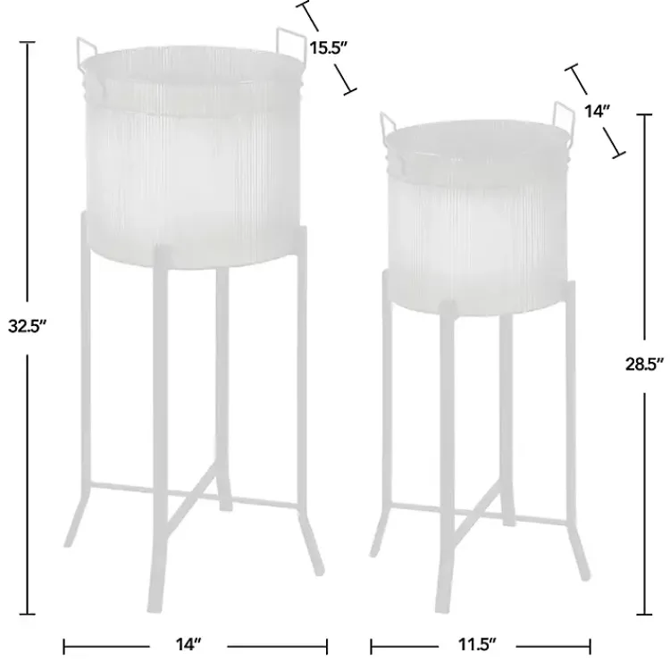 Kirklands Home Planters|Galvanized Planters with Stands, Set of 2 Black