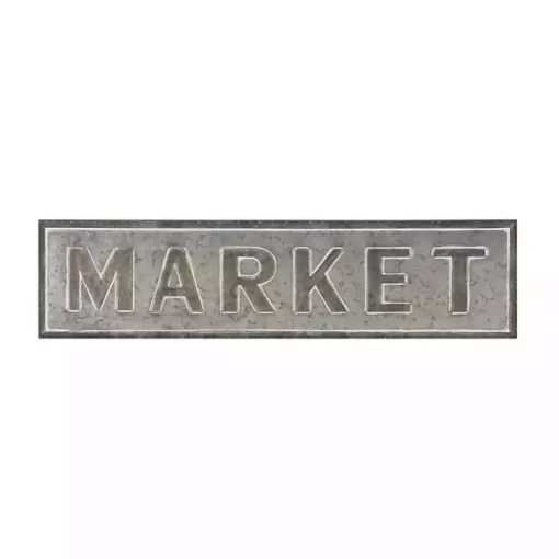 Kirklands Home Wall Quotes & Signs|Galvanized Iron Market Wall Sign Silver