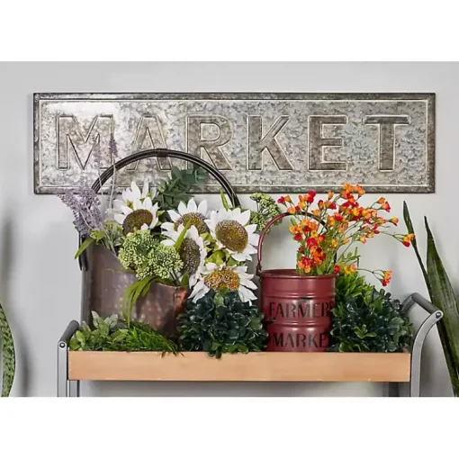 Kirklands Home Wall Quotes & Signs|Galvanized Iron Market Wall Sign Silver