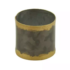 Kirklands Home Table Linens|Galvanized Metal Gold Rim Napkin Rings, Set of 4