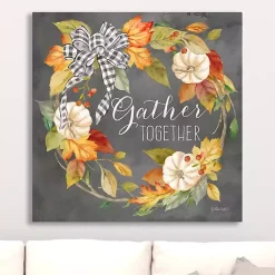 New Gather Together Black Wreath Canvas Art Print Fall