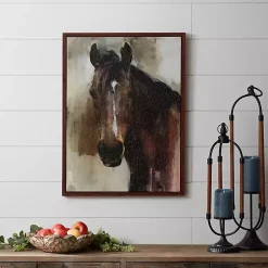 Kirklands Home Canvas Art|Gazing Horse Framed Cavnas Art Print Brown