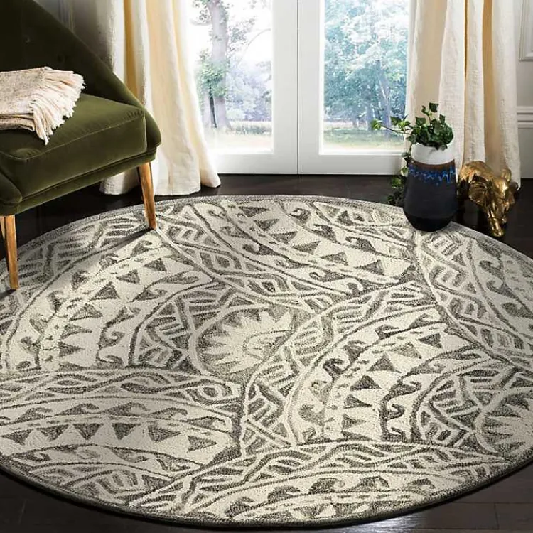 Kirklands Home Area Rugs|Geometric Round Waves Area Rug, 6 ft.