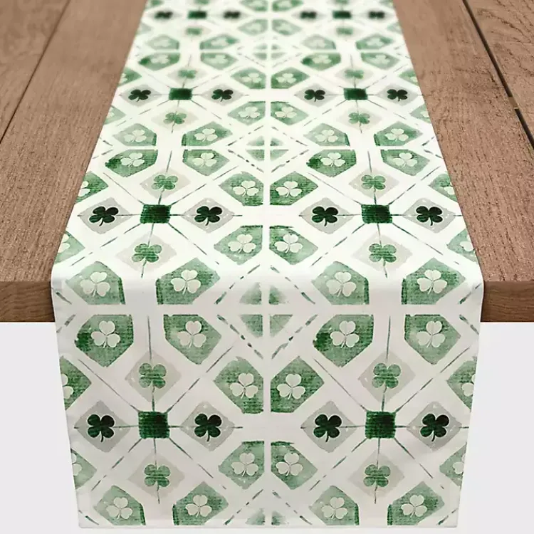 Discount Geometric Shamrock Table Runner, 90 in. St Patricks Day Decorations