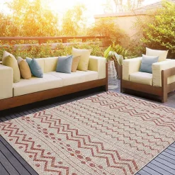 Kirklands Home Outdoor Rugs|Geometric Stripe Sun Shower Outdoor Area Rug, 7x9