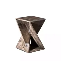 Kirklands Home Accent & End Tables|Geometric Twist Wood Accent Table Tan