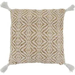 Outlet Geometric Woven Jute Tassel Throw Pillow Pillows