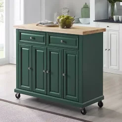 Kirklands Home Kitchen Islands & Bar Carts|Gia Forest Green Wood Kitchen Island