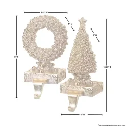New Gilded Tree and Wreath Stocking Holders, Set of 2 Christmas Stockings & Stocking Holders