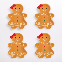 Kirklands Home Dinnerware|Gingerbread Girl Appetizer Plates, Set of 4 Brown