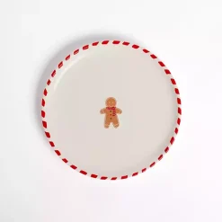 Kirklands Home Dinnerware|Gingerbread Striped Rim Salad Plate