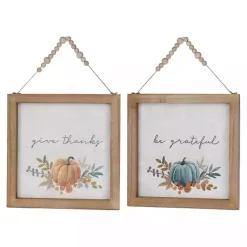 Hot Give Thanks & Be Grateful Wall Plaques, Set of 2 Fall