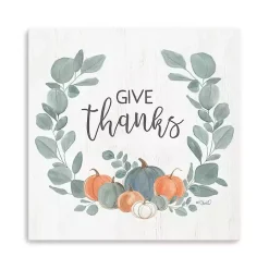 Online Give Thanks Eucalyptus Pumpkin Giclee Canvas Print Fall