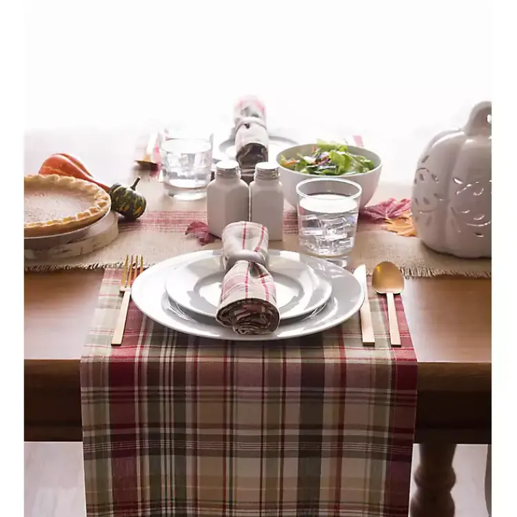 Kirklands Home Table Linens|Give Thanks Plaid Table Runner, 72 in.