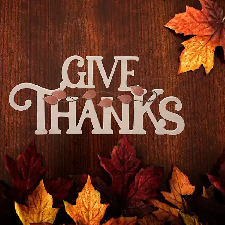 Outlet Give Thanks Wood Tabletop Sign Fall