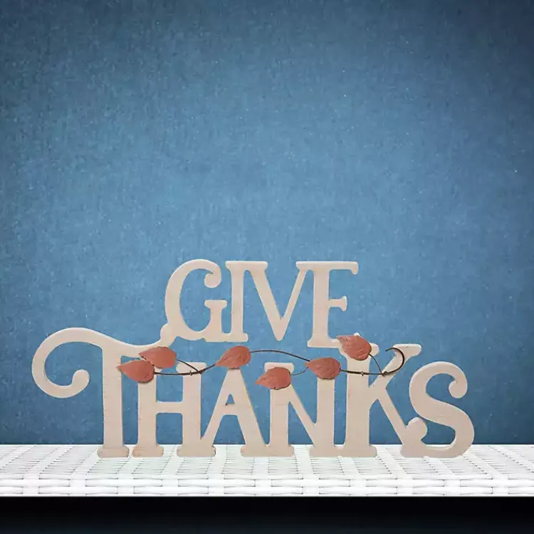 Outlet Give Thanks Wood Tabletop Sign Fall
