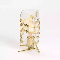 Kirklands Home Table Lamps|Glass Leaf Uplight Gold