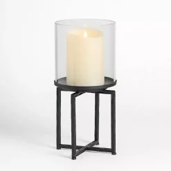 Sale Glass Hurricane with Black Metal Stand, 18 in. Candle Holders
