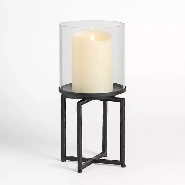 Sale Glass Hurricane with Black Metal Stand, 18 in. Candle Holders