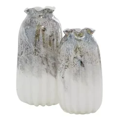 New Glazed Gray Glass Vases, Set of 2 Vases