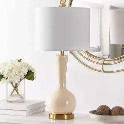 Kirklands Home Table Lamps|Glazed Glass Teardrop Table Lamp Ivory