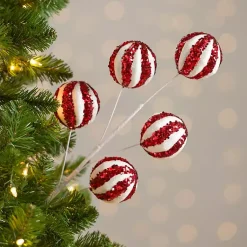 Clearance Glitter Peppermint Swirl Christmas Tree Pick Christmas Tree Decorations