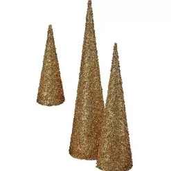 Glittered Cone Tabletop Trees, Set of 3 Christmas Decorations