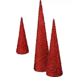 Glitte Cone Tabletop Trees, Set of 3 Christmas Decorations