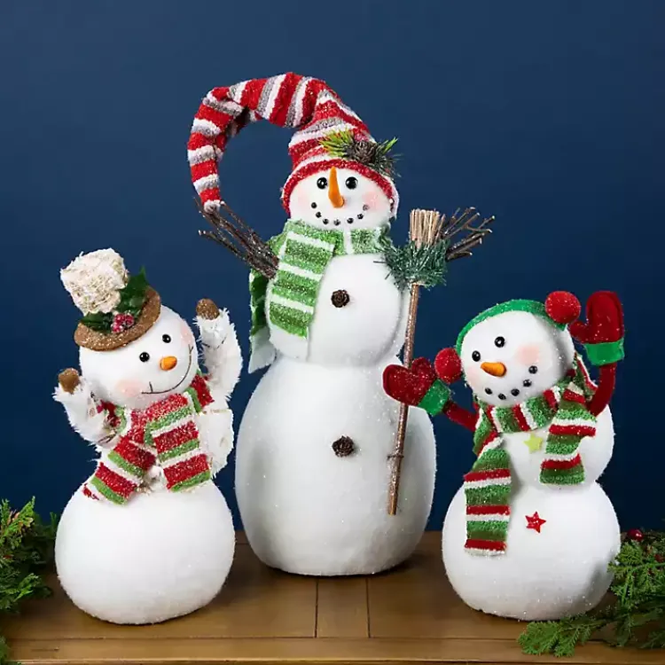 Discount Glittered Snowman with Broom Figurine Christmas Decorations