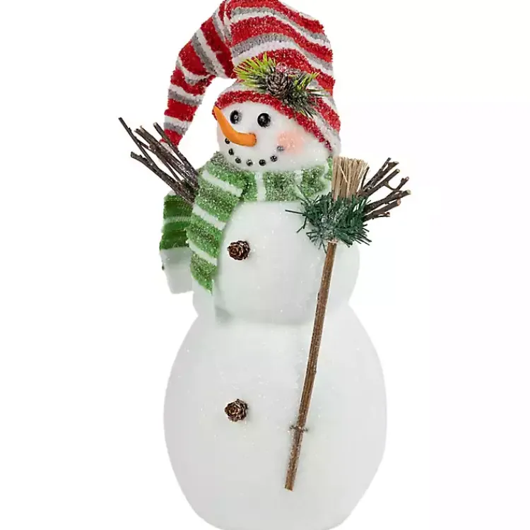 Discount Glittered Snowman with Broom Figurine Christmas Decorations