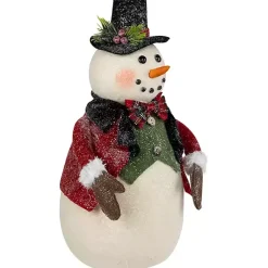 Sale Glittered Snowman with Vest Figurine Christmas Decorations