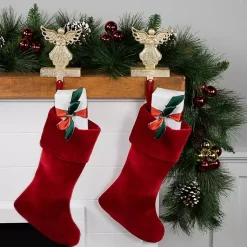 Glittery Angel Stocking Holders, Set of 2 Christmas Stockings & Stocking Holders