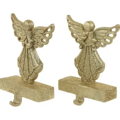 Glittery Angel Stocking Holders, Set of 2 Christmas Stockings & Stocking Holders