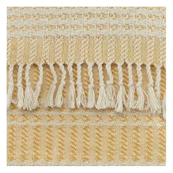 Hot Gold and Ivory Striped Cotton Throw Blankets & Throws